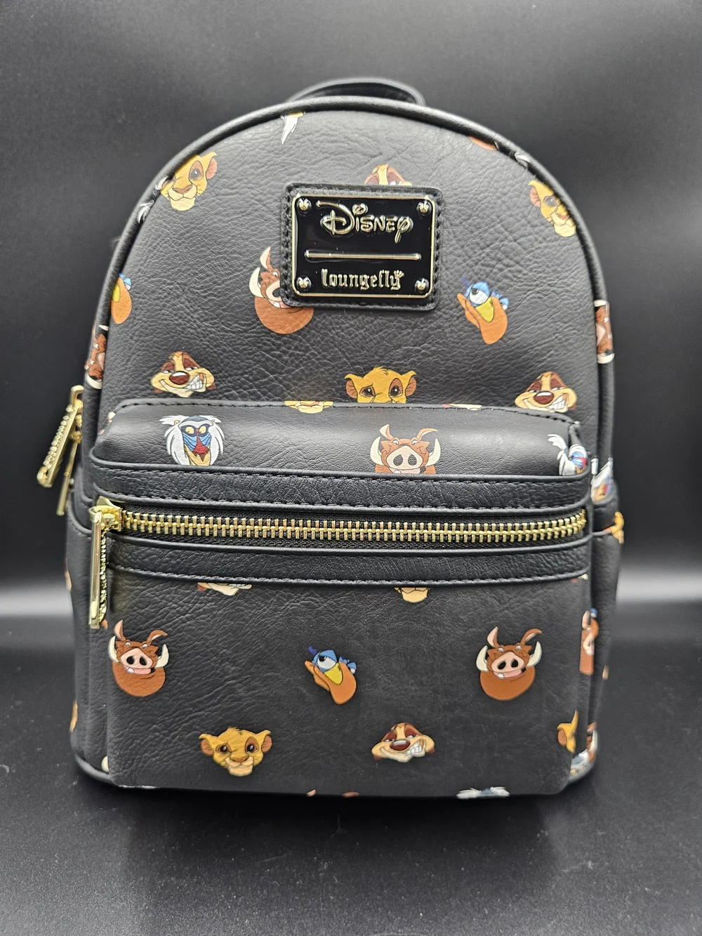 Disney Loungefly Lion King Mini Backpack Simba Timon Pumbaa NWT Black